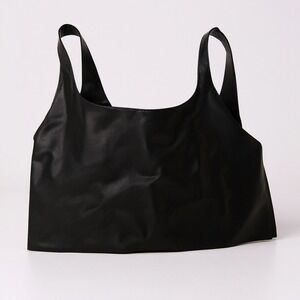 Fabletics Cropped Black Scoop Neck Tank‎ Top With Built-In Shelf Bra 1X